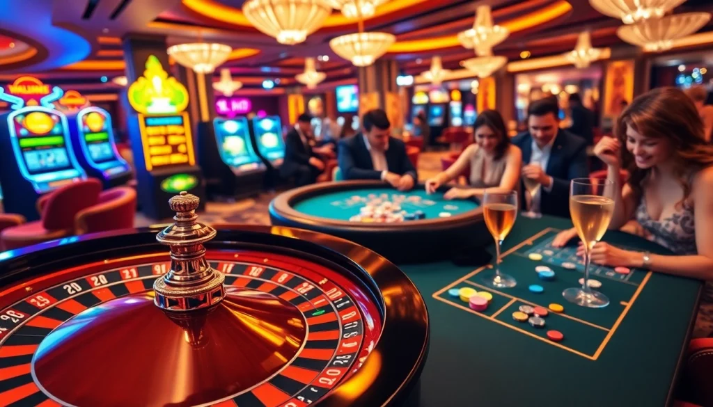 Experience thrilling moments at MM88 Vegas as players engage in roulette, poker, and slot machines, showcasing vibrant casino fun.