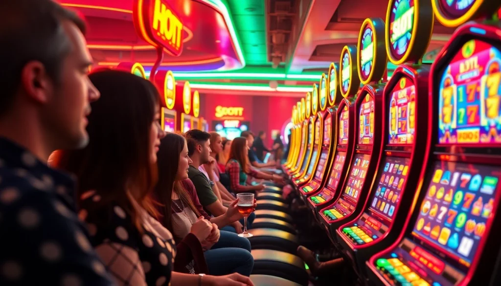 Exciting image of slot hoki games in a lively online casino atmosphere